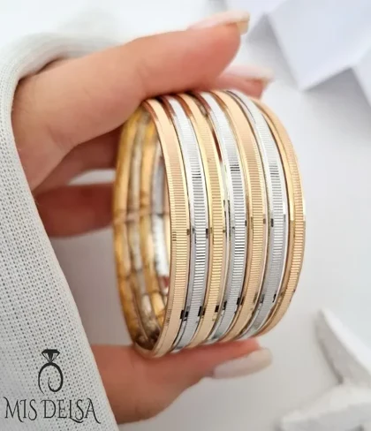 النگو دو رنگ طلاروس 7 عددی کد 1548