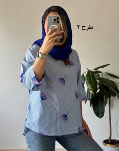 شومیز راه راه لینن گلدوزی 1