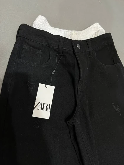 شلوار بگ زنانه دوتیکه مشکی(3066M1)