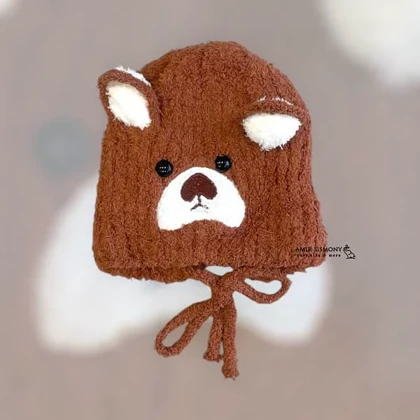 کلاه نوزادی زمستانی موهر بند دار