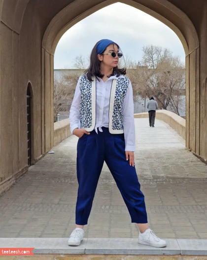 جلیقه سوزندوزی سرمه ای