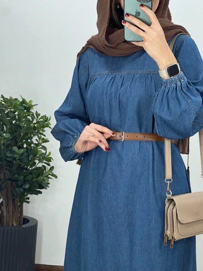 پیراهن مانتویی جین با قد بلندتر 1(ایراد دار)