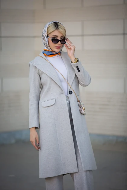 پالتو فوتر بلند ماوی ( پاییزه و زمستانه)