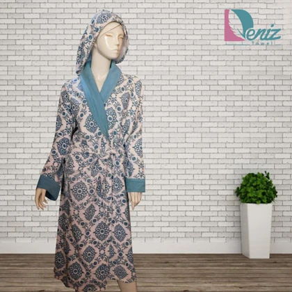 حوله تن پوش گل‌دار طرح لاوین رنگ آبی