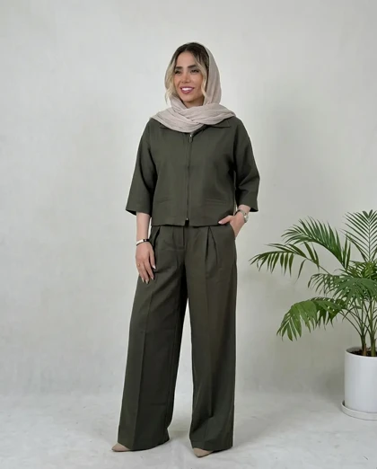 ست کت و شلوار سیلک زنانه مدل شفق