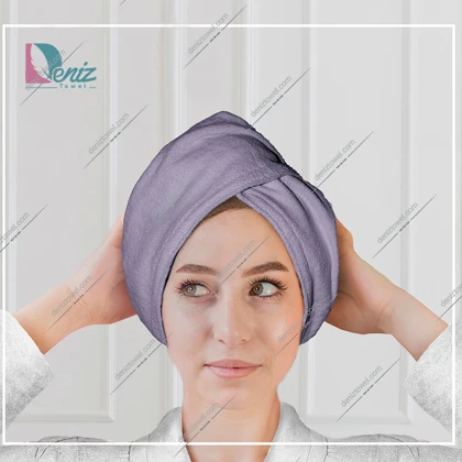 حوله سر طرح ساده مدل کلاه پیچ رنگ یاسی تیره