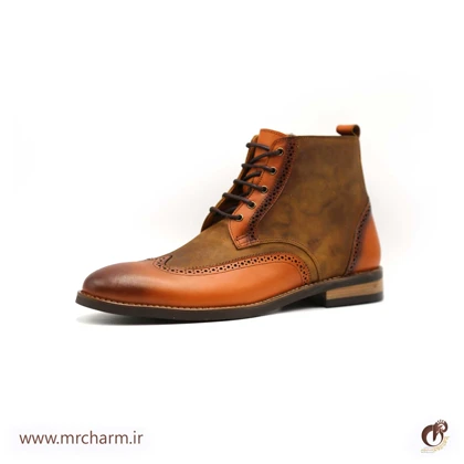نیم بوت عسلی چرم mrc30096