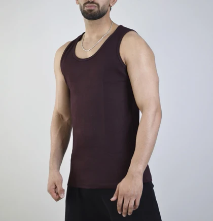 رکابی تنک تاپ کبریتی مردانه کچ مدل 4B0233 بادمجانی