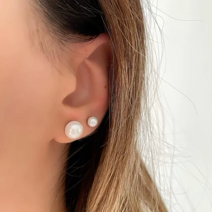 گوشواره میخی طلایی مرواریدی ژوپینگ