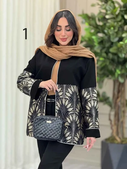 مانتو طرح دار مغزی دوزی دلبر