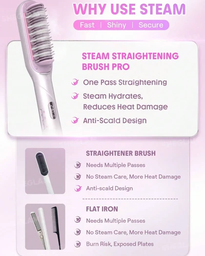 برس حرارتی بخار شیگلم SHEGLAM Hydra Shot Steam Straightening Brush Pro