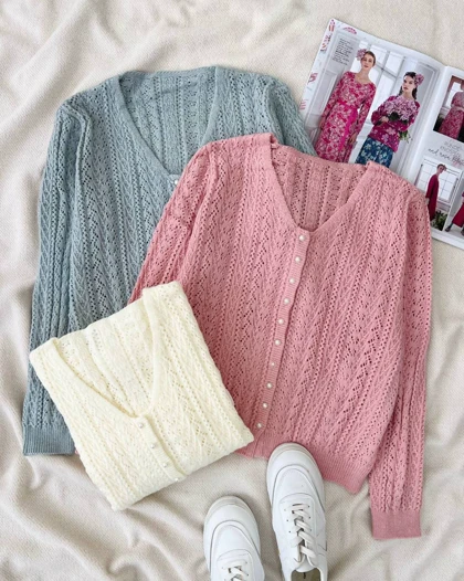 ژاکت بافت گل برجسته کد 5148