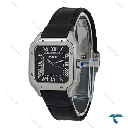 ساعت زنانه کارتیر Santos De Cartier مشکی قاب سیلور Cartier-7307-L