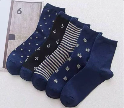 جوراب وارداتی ساق‌دار ملوانی سرمه ای