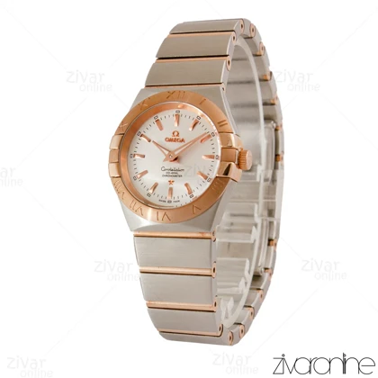 ساعت امگا کانسلیشن زنانه دو رنگ رزگلد ایندکس خطی 105162