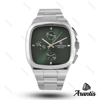ساعت رومانسون مردانه دایمند سه موتوره مردانه صفحه سبز m-10056