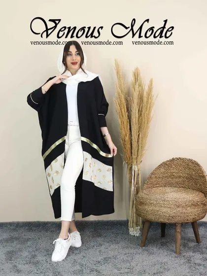 مانتو عبایی نوار طلایی