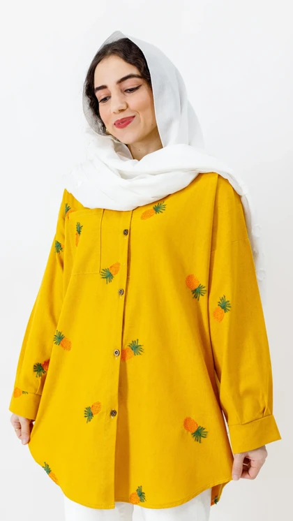 مانتو آناناسی دکمه دار قد 80