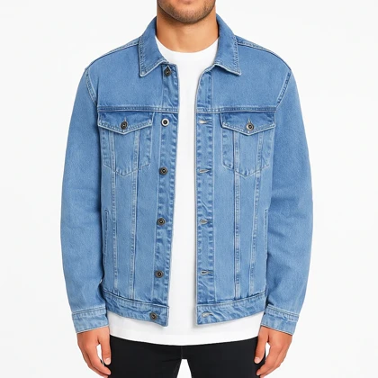 کت جین مردانه شست آبی استایل شیک و روزمره مناسب چهار فصل کد 2006