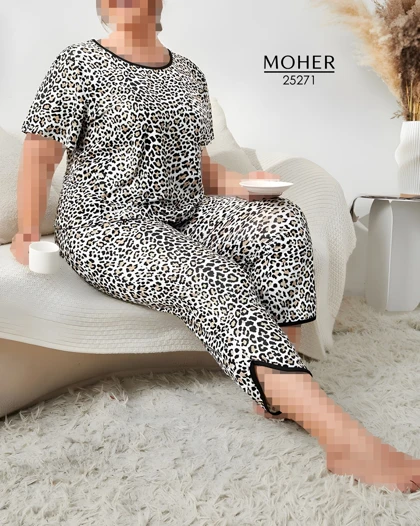 ست لباس راحتی زنانه سایز بزرگ طرح پلنگی