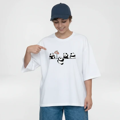 تیشرت زنانه لانگ طرح پاندالاین سایز فری (پنبه ضمانتی) در 7 رنگ