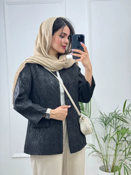 مانتو کتی مزونی لبه مرواریدی