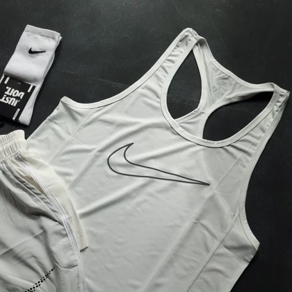 ست رکابی و شلوارک نایکی با تم سفید + جوراب