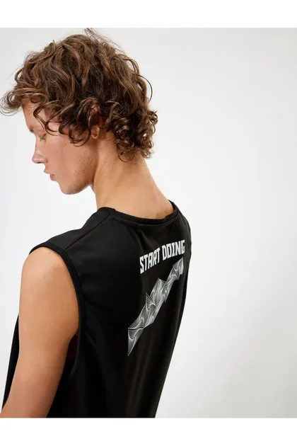 یقه بدون آستین پرینت پشت ورزشکار ورزشی 5WAM30022NK