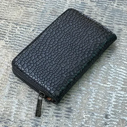 کیف جا کارتی زنانه و دخترانه تک زیپ کوچک سنگی مشکی مدل MSN92-39