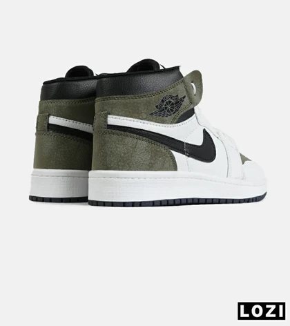 کفش کتانی ساق‌دار مردانه و زنانه سفید مشکی سبز NIKE jordan 1 مدل 7696
