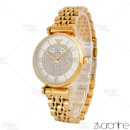 ساعت امپریو آرمانی زنانه طلایی صفحه نگینی 104398