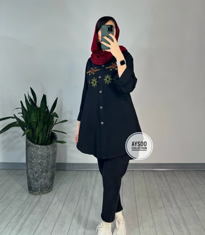 مانتو گلدوزی شقایق(ایراد دار)