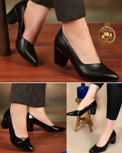 کفش مجلسی زنانه چرم و ورنی دهنه هفت