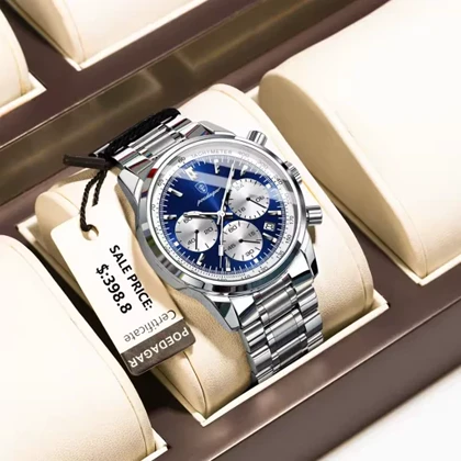 ساعت مچی اورجینال پودگار سه موتور فعال ضد اب کیفیت بینظیرpoedagar