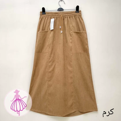 دامن مخمل کبریتی دوجیب بلند در رنگبندی متنوع(کد1426)