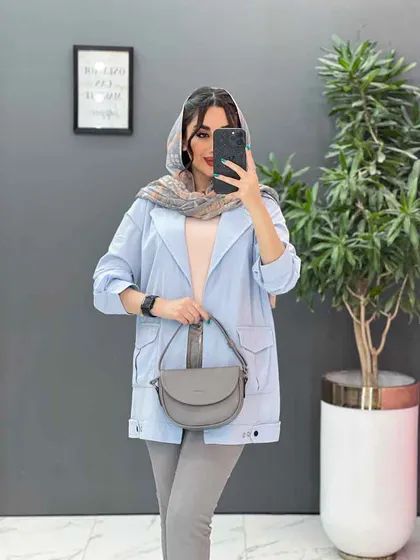 مانتو لینن آستین پاگن دو جیب