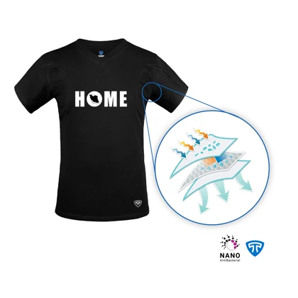 تیشرت نانو آنتی باکتریال ضدتعریق مردانه یقه هفت بسته مشکی طرح HOME IRAN