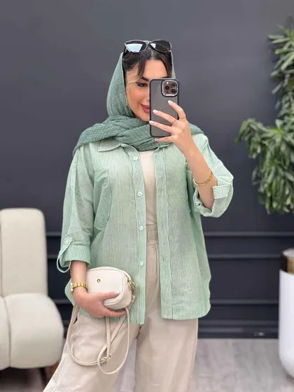 شومیز راه راه دو جیب نیلا