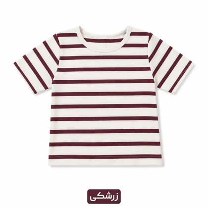کراپ زنانه کبریتی طرح راه راه یقه گرد فری سایز کد 295499