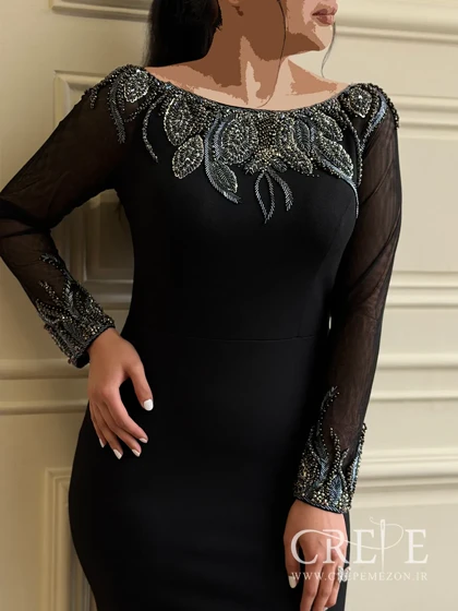 ماکسی سنگدوزی آستین تور