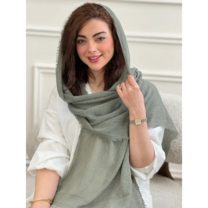 شال ساده نخی حصیری دورریش