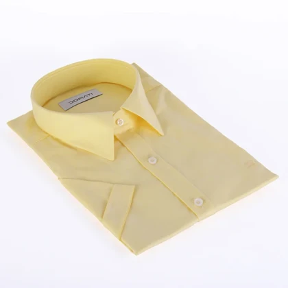 پیراهن آستین کوتاه مردانه کتان زرد کره ای