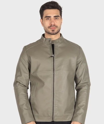 کت چرم مردانه ساده و زیپ‌دار 2519