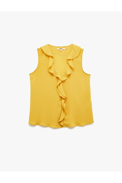 بلوز پنکیک بدون آستین Frilly v -neck 5SAK60204UW