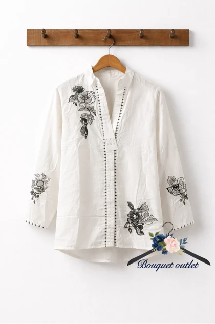 شومیز سفید گلدوزی ZARA