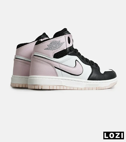 کفش کتانی ساق‌دار زنانه مشکی سفید صورتی نایک NIKE jordan 1 مدل 8144