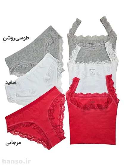 لباس خواب نخی زنانه ست تاپ و شورت کالپلی - Kalpli