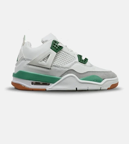 کتانی ساق‌دار زنانه و مردانه سفید طوسی سبز Nike air jordan 4 مدل 4829