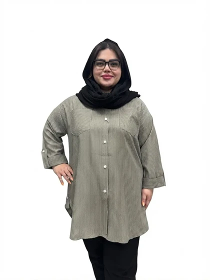 شومیز راه راه پاگن زنانه سایز بزرگ