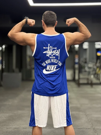 ست بسکتبالی نایک استاسی (Nike Air x Stussy) پارچه فلامنت آجری (8 رنگ)